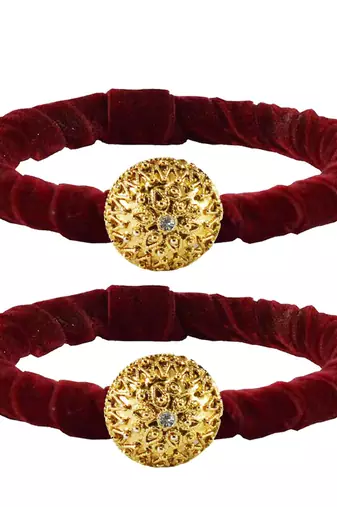 Brass And Acrylic Bangles Color-Maroon