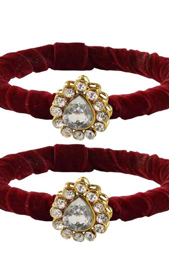 Brass And Acrylic Bangles Color-Maroon