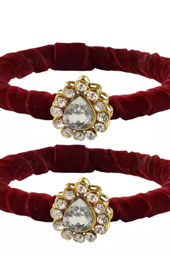 Brass And Acrylic Bangles Color-Maroon