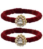 Brass And Acrylic Bangles Color-Maroon