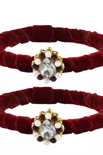Brass And Acrylic Bangles Color-Maroon