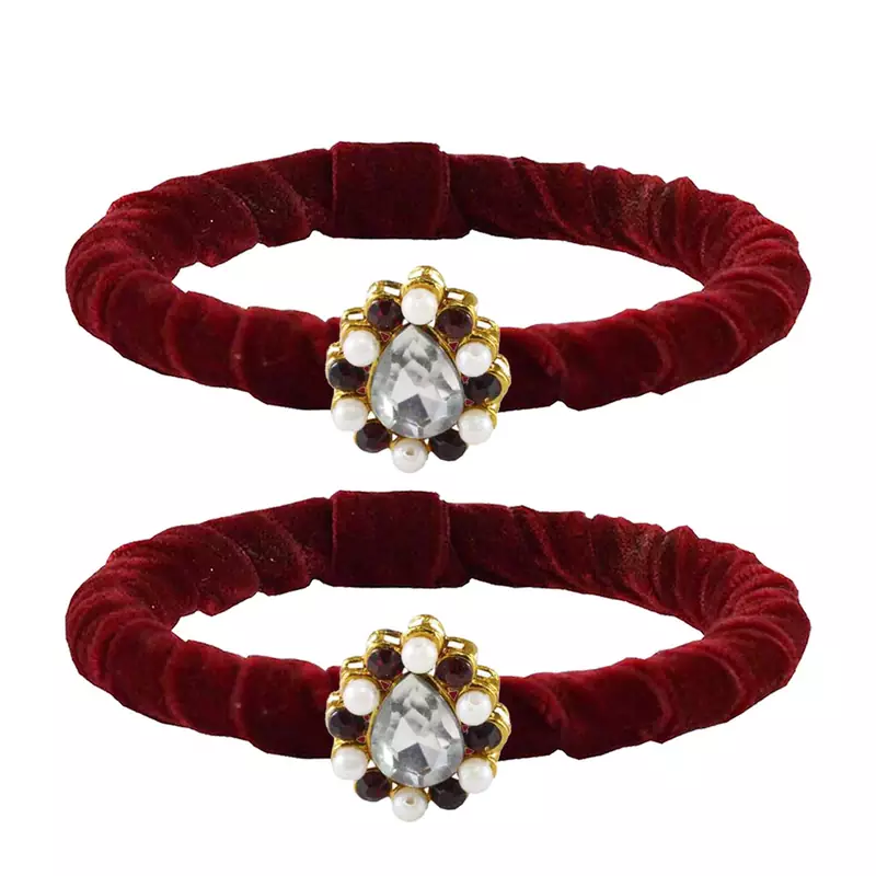 Brass And Acrylic Bangles Color-Maroon