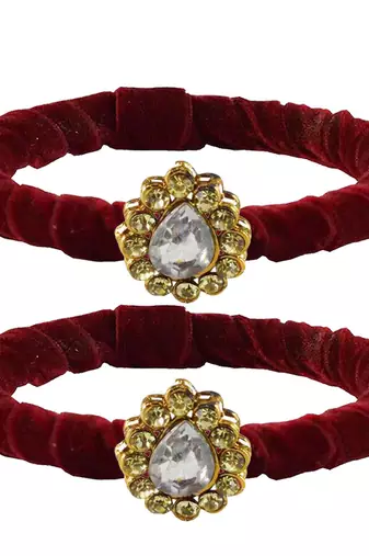 Brass And Acrylic Bangles Color-Maroon