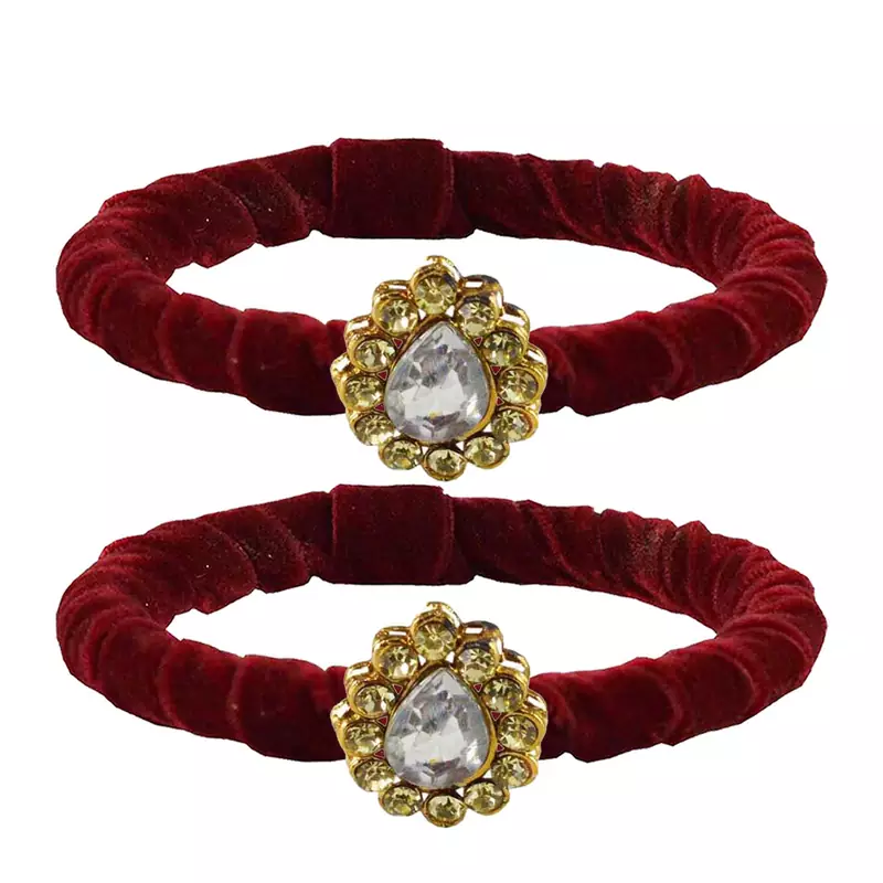 Brass And Acrylic Bangles Color-Maroon