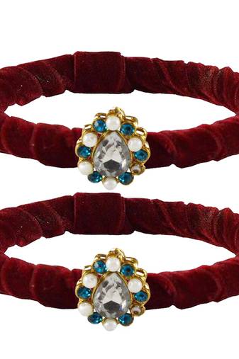 Brass And Acrylic Bangles Color-Maroon