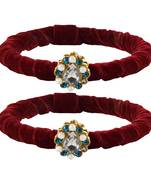 Brass And Acrylic Bangles Color-Maroon