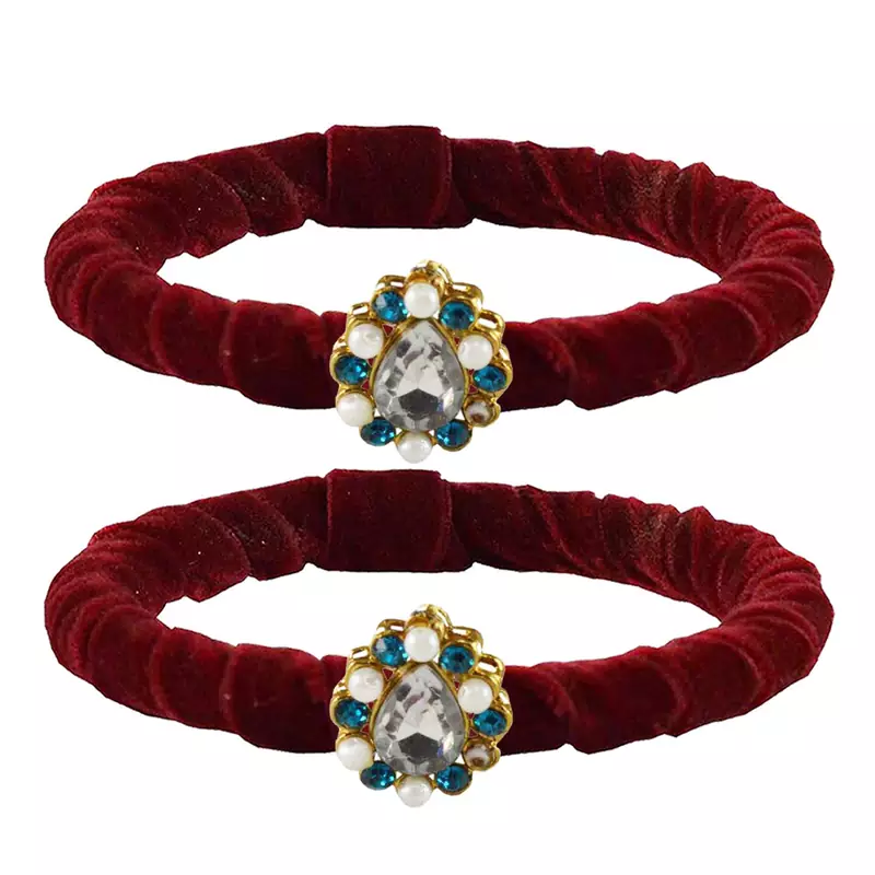 Brass And Acrylic Bangles Color-Maroon