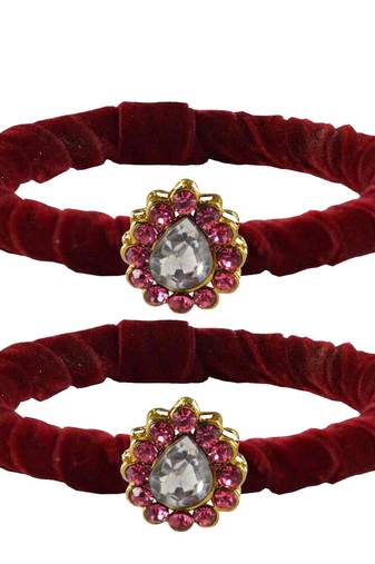 Brass And Acrylic Bangles Color-Maroon