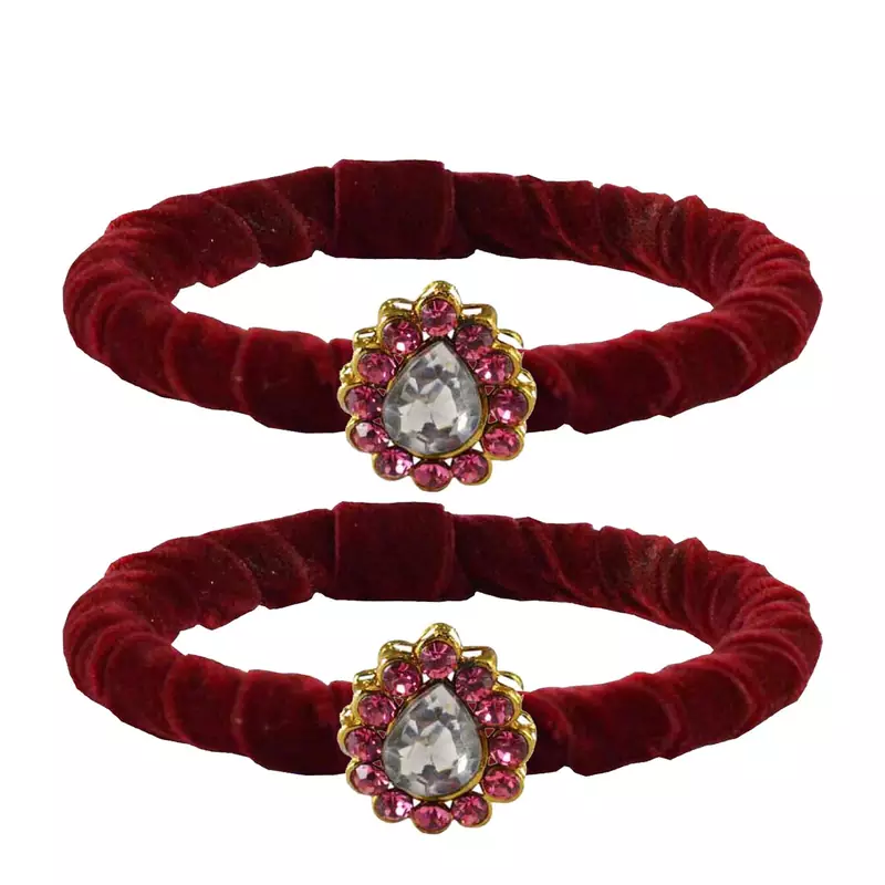 Brass And Acrylic Bangles Color-Maroon