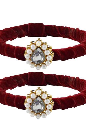 Brass And Acrylic Bangles Color-Maroon