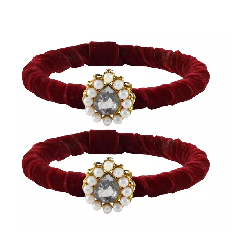 Brass And Acrylic Bangles Color-Maroon
