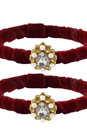 Brass And Acrylic Bangles Color-Maroon