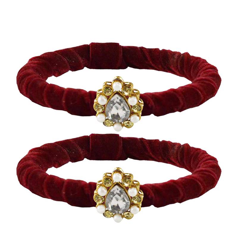 Brass And Acrylic Bangles Color-Maroon