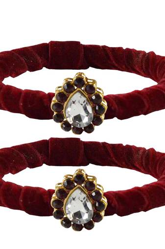 Brass And Acrylic Bangles Color-Maroon