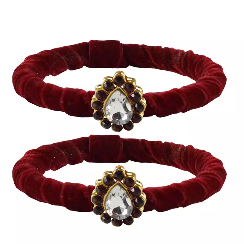 Brass And Acrylic Bangles Color-Maroon