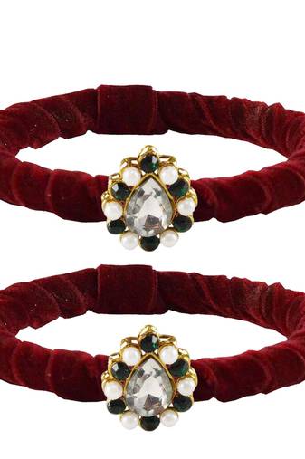 Brass And Acrylic Bangles Color-Maroon