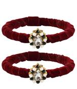 Brass And Acrylic Bangles Color-Maroon