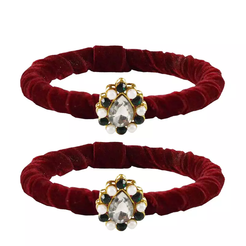 Brass And Acrylic Bangles Color-Maroon