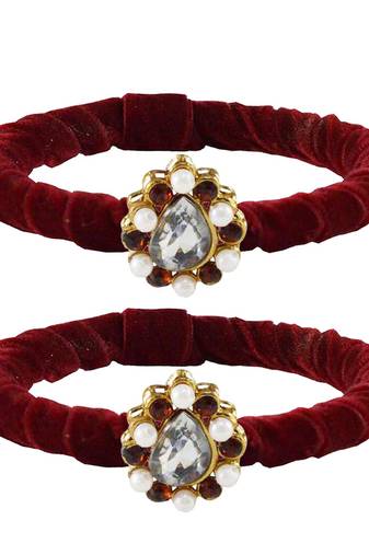 Brass And Acrylic Bangles Color-Maroon
