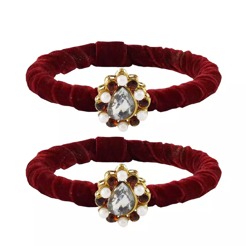 Brass And Acrylic Bangles Color-Maroon