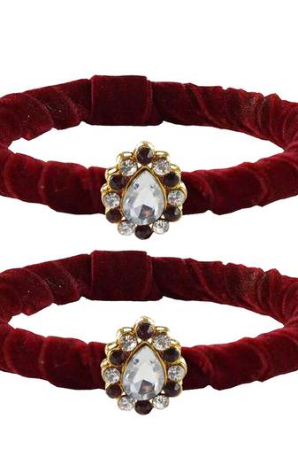 Brass And Acrylic Bangles Color-Maroon