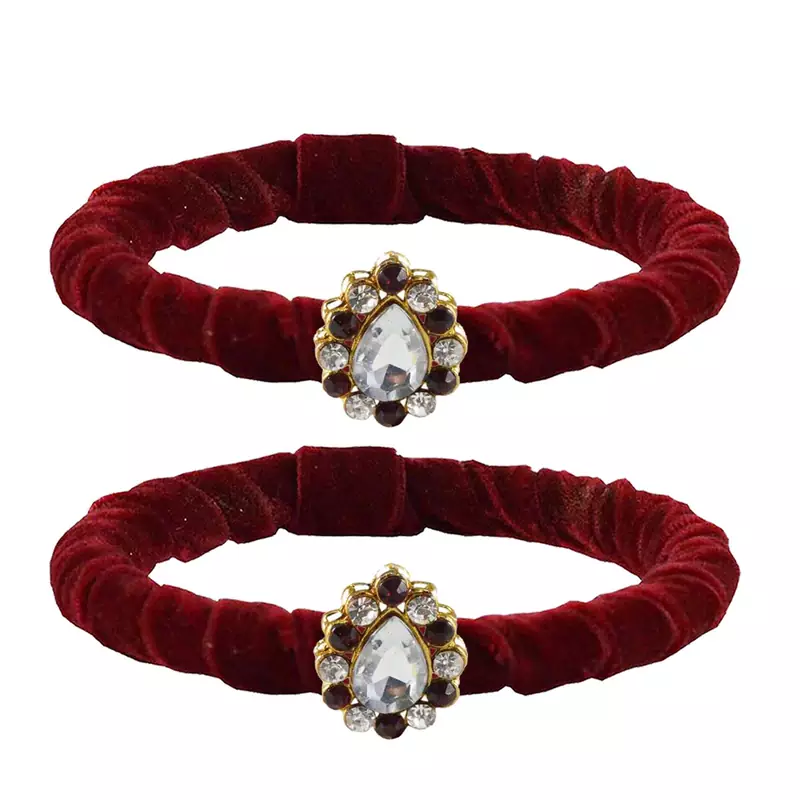 Brass And Acrylic Bangles Color-Maroon