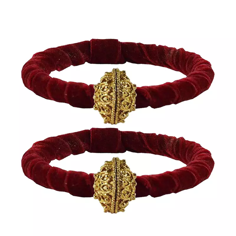 Brass And Acrylic Bangles Color-Maroon