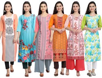 multicolor crepe printed stitched  kurti 1
