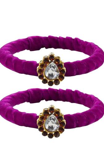 Brass And Acrylic Bangles Color-Purple
