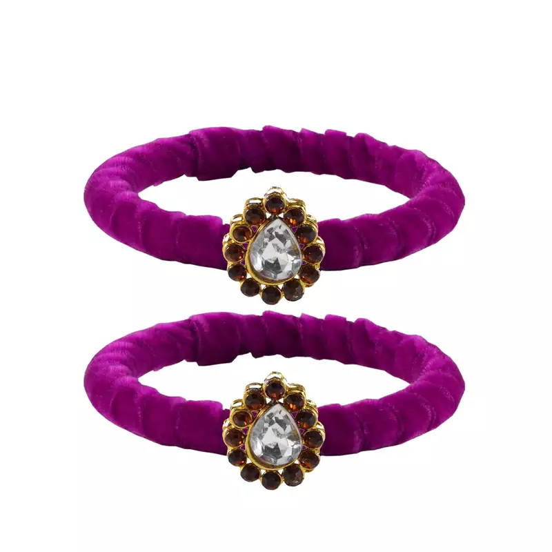 Brass And Acrylic Bangles Color-Purple