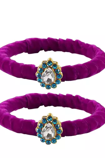 Brass And Acrylic Bangles Color-Purple