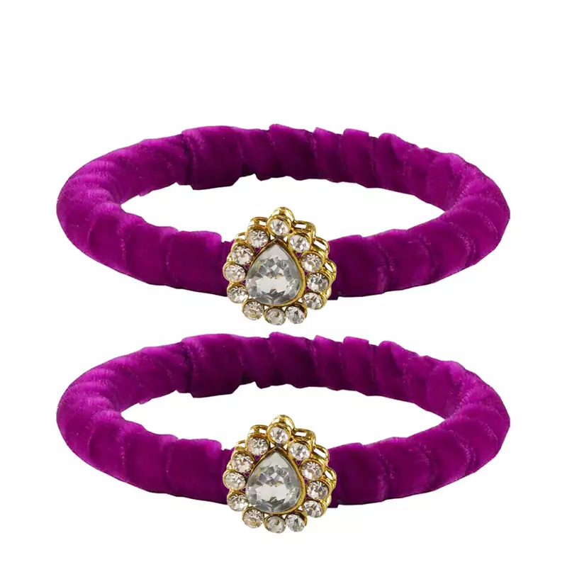 Brass And Acrylic Bangles Color-Purple