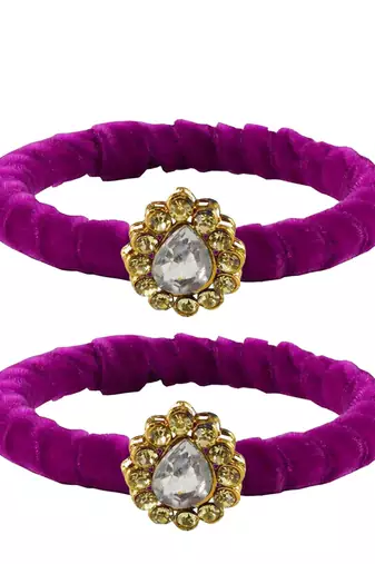 Brass And Acrylic Bangles Color-Purple