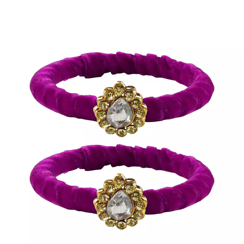 Brass And Acrylic Bangles Color-Purple