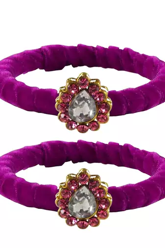 Brass And Acrylic Bangles Color-Purple