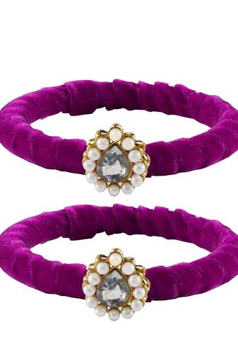Brass And Acrylic Bangles Color-Purple