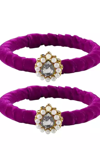 Brass And Acrylic Bangles Color-Purple
