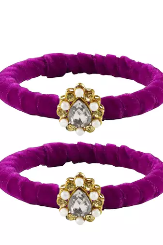 Brass And Acrylic Bangles Color-Purple