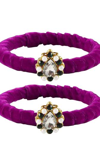 Brass And Acrylic Bangles Color-Purple