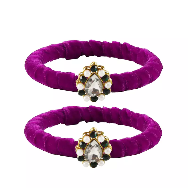 Brass And Acrylic Bangles Color-Purple