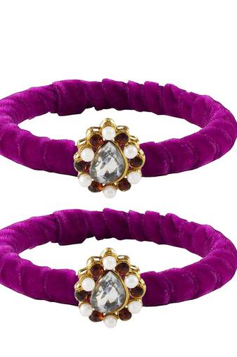 Brass And Acrylic Bangles Color-Purple