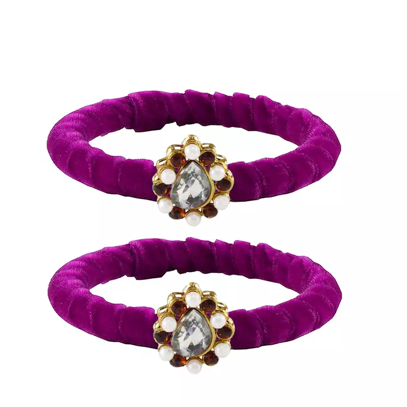 Brass And Acrylic Bangles Color-Purple