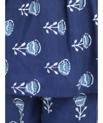 Sleeveless Blue Cotton printed stitched  girls kurti &   palazzo 3