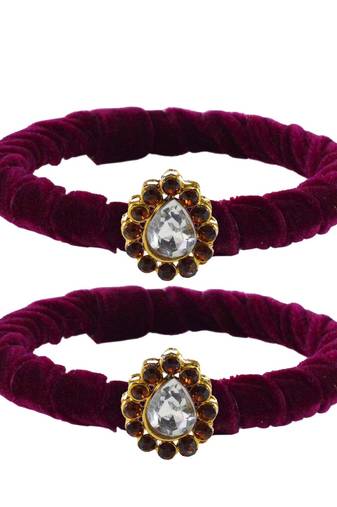 Brass And Acrylic Bangles Color-Dark Purple