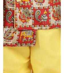 Long Sleeve Yellow silk printed stitched  kurta &   jacket