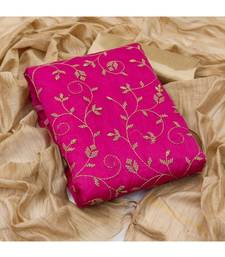 pink cotton unstitched embroidered   top & bottom with dupatta