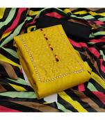 mustard silk unstitched embroidered   top & bottom with dupatta