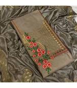 grey cotton unstitched embroidered   top & bottom with dupatta