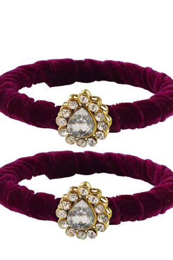 Brass And Acrylic Bangles Color-Dark Purple