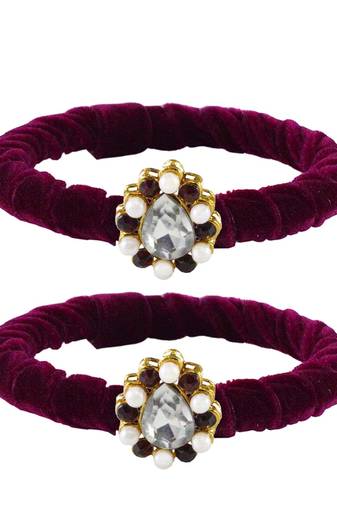 Brass And Acrylic Bangles Color-Dark Purple